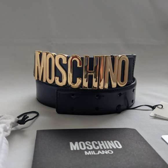 Moschino Couture Jeremy Scott SHINY GOLD LOGO BELT main image 8